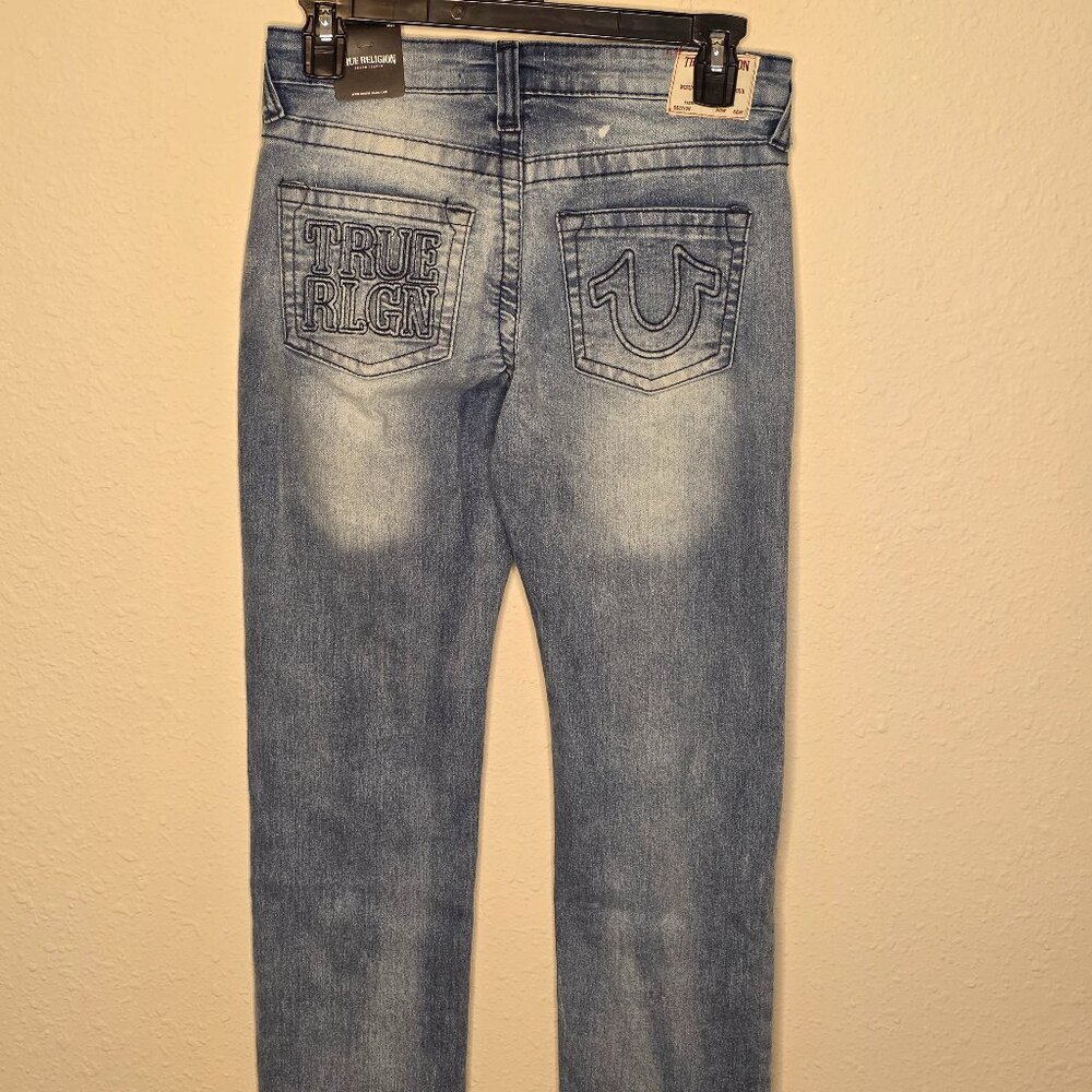 NWT True Religion Geno Boy's Relaxed Slim Distressed Denim Jeans, Size 12 - Picture 3 of 11